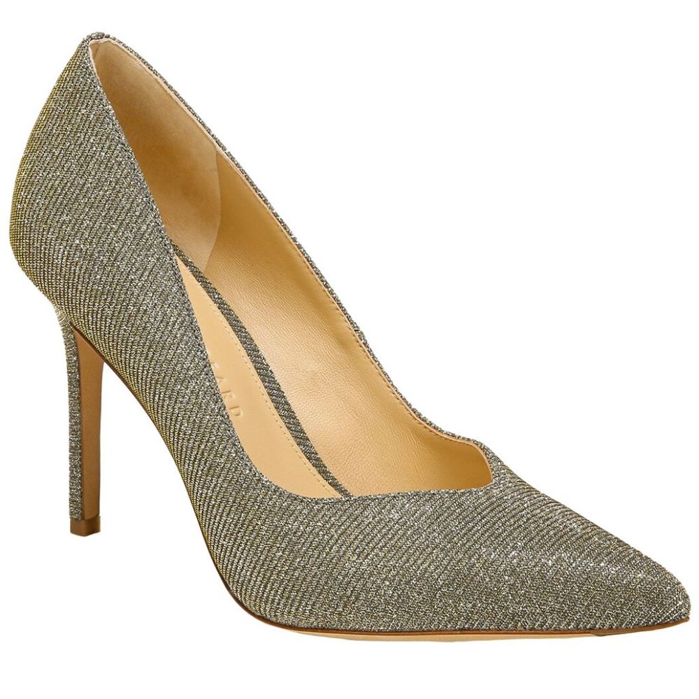 NWT Veronica Beard Nathalia Pointed Toe Pump 7.5 Metallic Silvergold